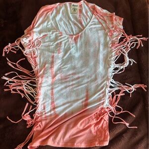 Vocal Pink and White Fringe Blouse